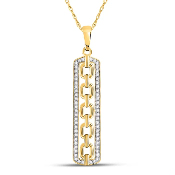 gndatlanta Necklaces 10k Yellow Gold Round Diamond Vertical Chain Link Bar Pendant 14 Cttw gndatlanta Necklaces 10k Yellow Gold Round Diamond Vertical Chain Link Bar Pendant 14 Cttw
