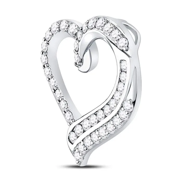 gndatlanta Necklaces 14k White Gold Round Diamond Heart Pendant 1 Cttw gndatlanta Necklaces 14k White Gold Round Diamond Heart Pendant 1 Cttw