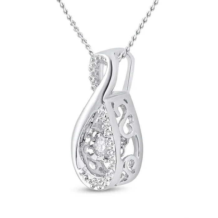 gndatlanta Necklaces 14k White Gold Round Diamond Moving Twinkle Teardrop Pendant 120 Cttw gndatlanta Necklaces 14k White Gold Round Diamond Moving Twinkle Teardrop Pendant 120 Cttw