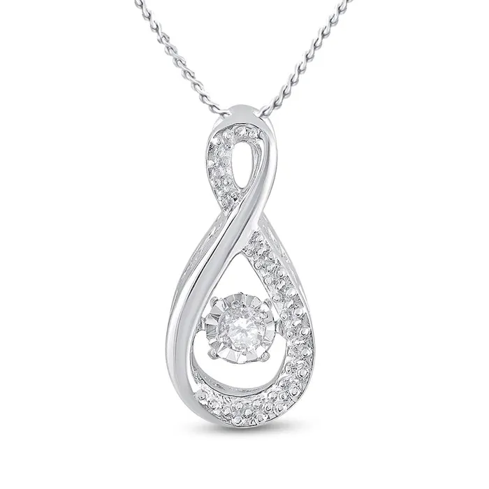 gndatlanta Necklaces 14k White Gold Round Diamond Moving Twinkle Teardrop Pendant 120 Cttw
