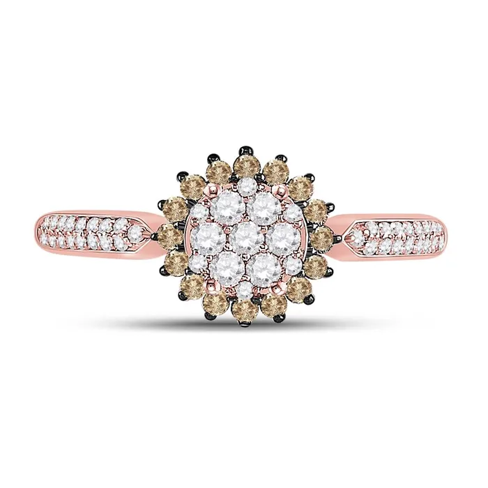 gndatlanta Rings 10k Rose Gold Round Brown Diamond Halo Cluster Ring 12 Cttw gndatlanta Rings 10k Rose Gold Round Brown Diamond Halo Cluster Ring 12 Cttw