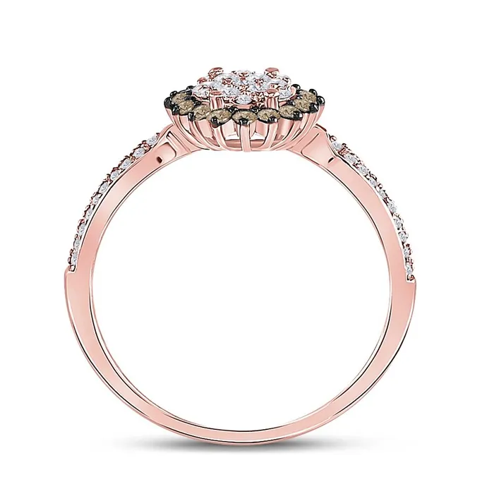 gndatlanta Rings 10k Rose Gold Round Brown Diamond Halo Cluster Ring 12 Cttw