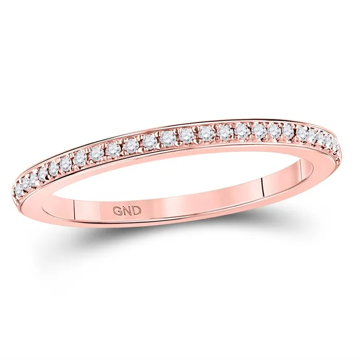 gndatlanta Rings 10k Rose Gold Round Diamond Single Row Stackable Band Ring 18 Cttw