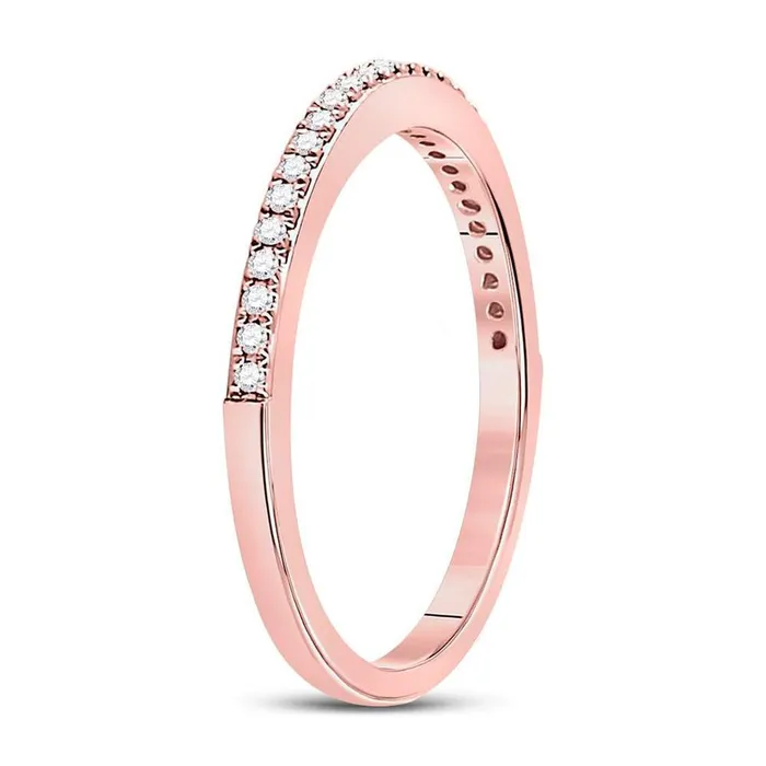 gndatlanta Rings 10k Rose Gold Round Diamond Single Row Stackable Band Ring 18 Cttw