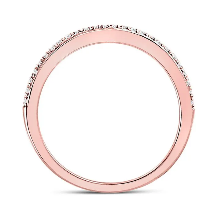 gndatlanta Rings 10k Rose Gold Round Diamond Single Row Stackable Band Ring 18 Cttw