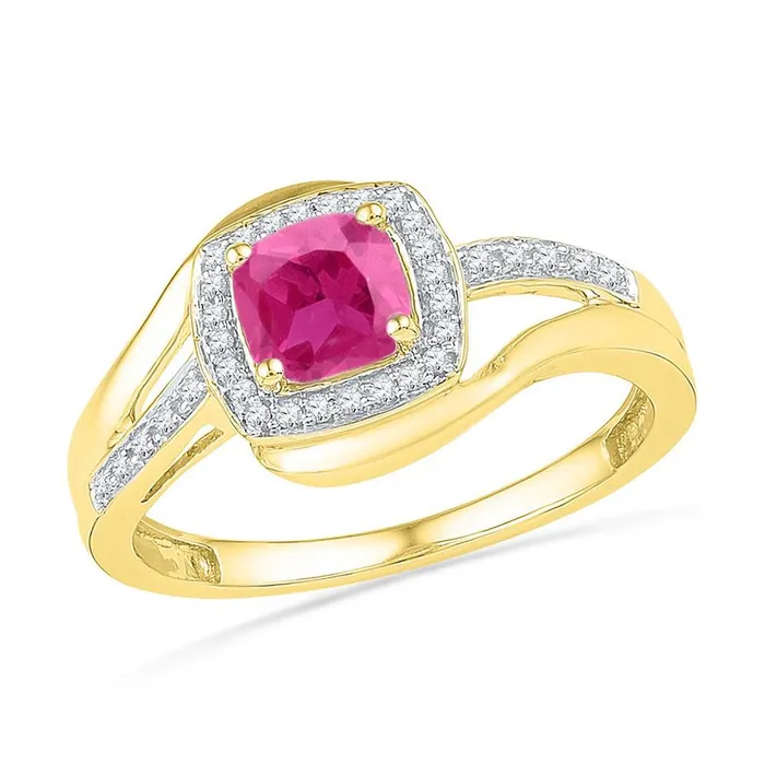 gndatlanta Rings 10k Yellow Gold Princess Created Pink Sapphire Solitaire Ring 1 Cttw gndatlanta Rings 10k Yellow Gold Princess Created Pink Sapphire Solitaire Ring 1 Cttw