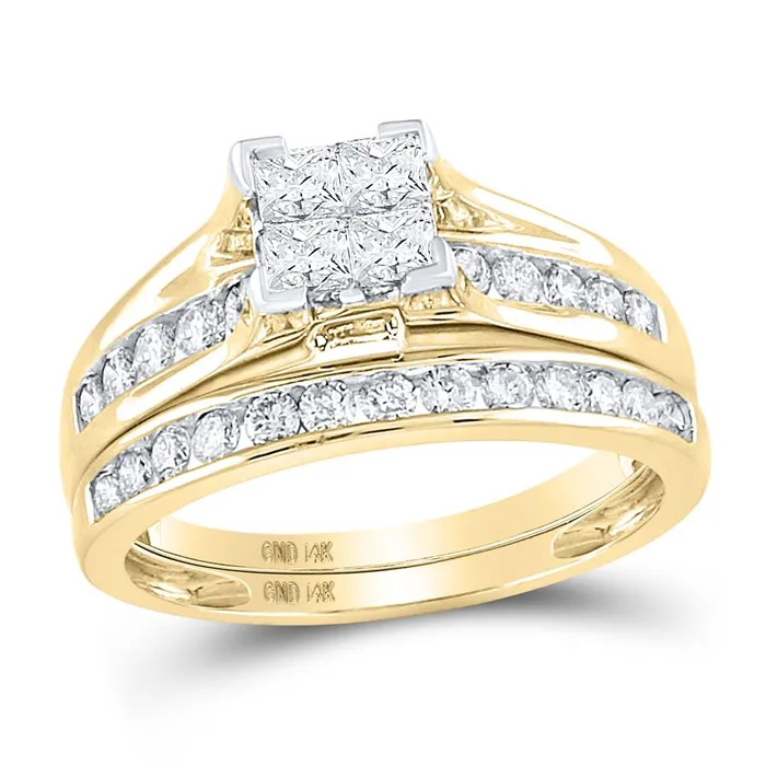 gndatlanta Rings 10k Yellow Gold Princess Diamond Bridal Wedding Ring Set 1 Cttw gndatlanta Rings 10k Yellow Gold Princess Diamond Bridal Wedding Ring Set 1 Cttw