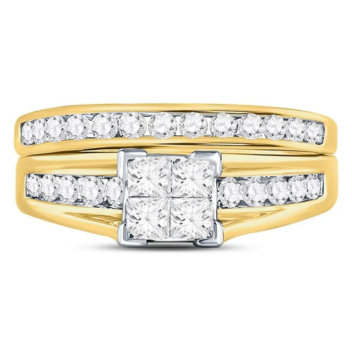 gndatlanta Rings 10k Yellow Gold Princess Diamond Bridal Wedding Ring Set 1 Cttw