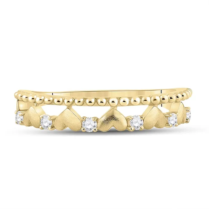 gndatlanta Rings 10k Yellow Gold Round Diamond Heart Band Ring 110 Cttw