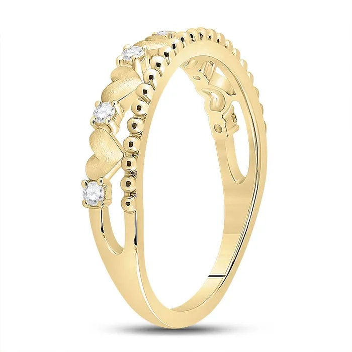 gndatlanta Rings 10k Yellow Gold Round Diamond Heart Band Ring 110 Cttw