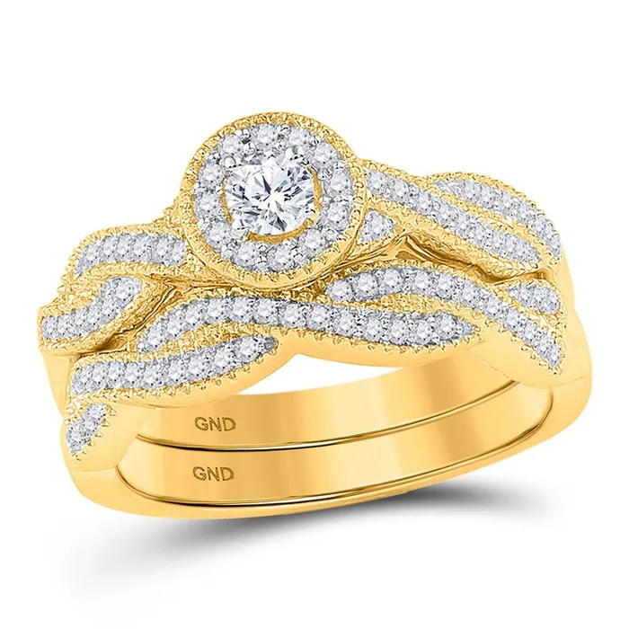 gndatlanta Rings 10k Yellow Gold Round Diamond Twist Bridal Wedding Ring Set 12 Cttw gndatlanta Rings 10k Yellow Gold Round Diamond Twist Bridal Wedding Ring Set 12 Cttw