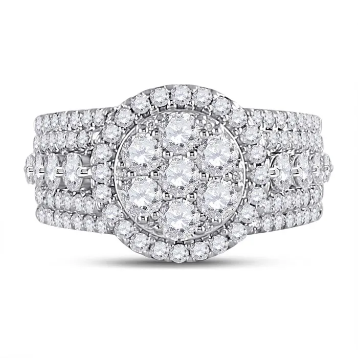 gndatlanta Rings 14k Rose Gold Round Diamond Cluster Bridal Engagement Ring 2 Cttw