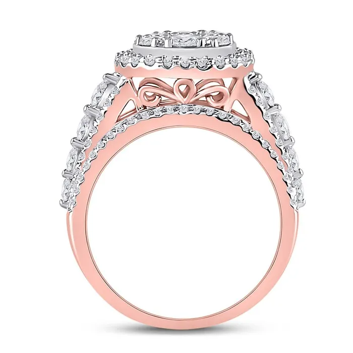 gndatlanta Rings 14k Rose Gold Round Diamond Cluster Bridal Engagement Ring 2 Cttw