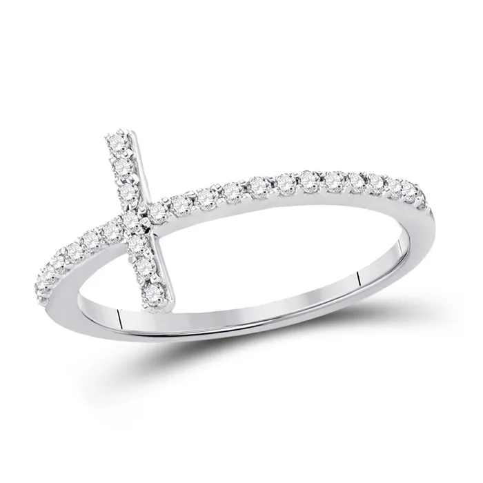 gndatlanta Rings 14k White Gold Diamond Cross Slender Band Ring 15 Cttw Size 6 gndatlanta Rings 14k White Gold Diamond Cross Slender Band Ring 15 Cttw Size 6