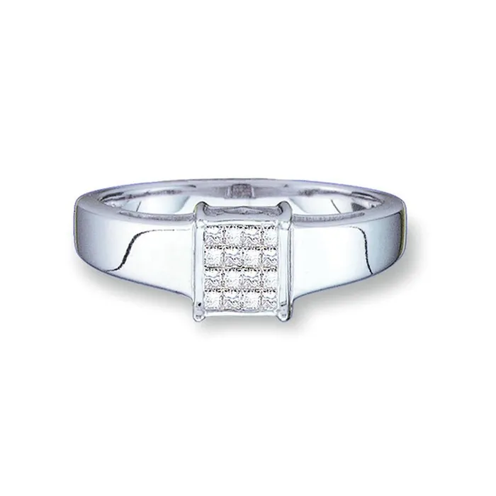 gndatlanta Rings 14k White Gold Princess Diamond Cluster Ring 15 Cttw
