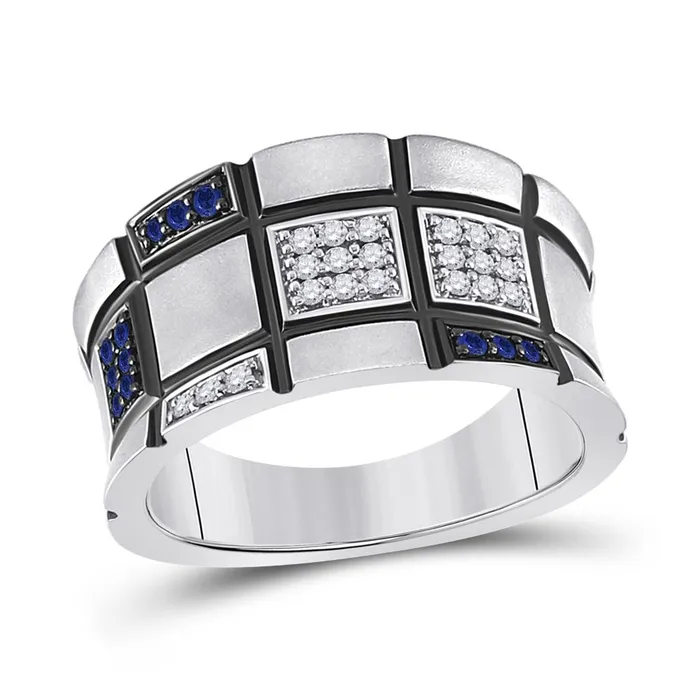 gndatlanta Rings 14k White Gold Round Blue Sapphire Fashion Ring 14 Cttw gndatlanta Rings 14k White Gold Round Blue Sapphire Fashion Ring 14 Cttw