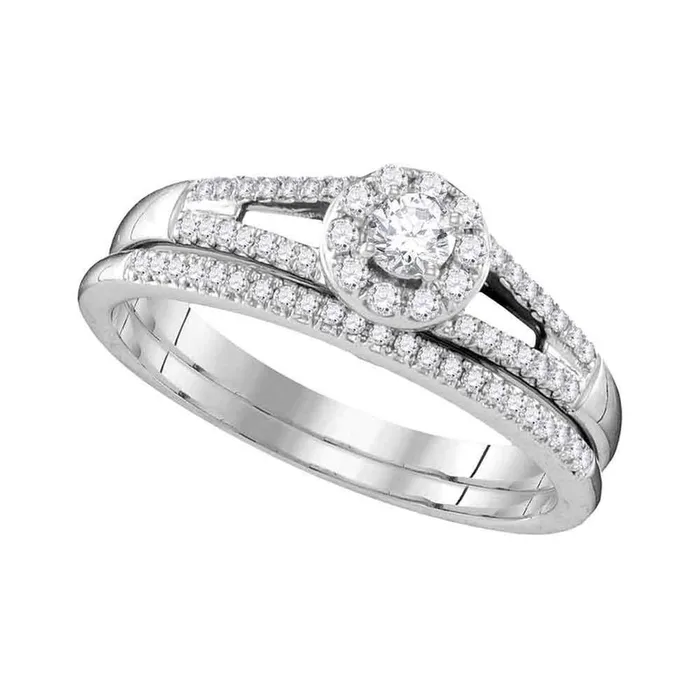 gndatlanta Rings 14k White Gold Round Diamond Bridal Wedding Ring Set 13 Cttw gndatlanta Rings 14k White Gold Round Diamond Bridal Wedding Ring Set 13 Cttw