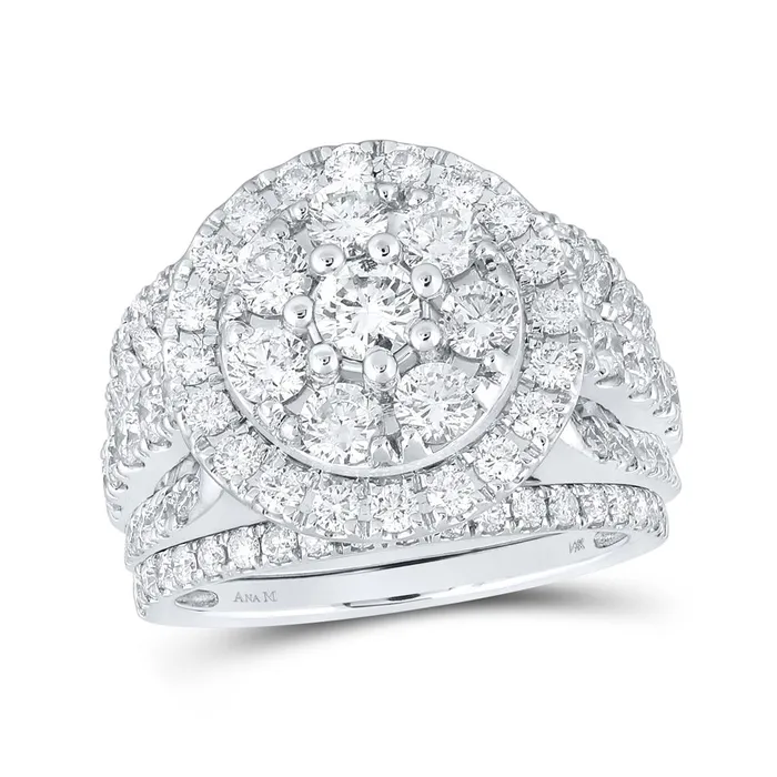 gndatlanta Rings 14k White Gold Round Diamond Bridal Wedding Ring Set 3 Cttw Certified gndatlanta Rings 14k White Gold Round Diamond Bridal Wedding Ring Set 3 Cttw Certified