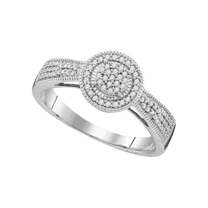 gndatlanta Rings 14k White Gold Round Diamond Cluster Bridal Engagement Ring 16 Cttw gndatlanta Rings 14k White Gold Round Diamond Cluster Bridal Engagement Ring 16 Cttw