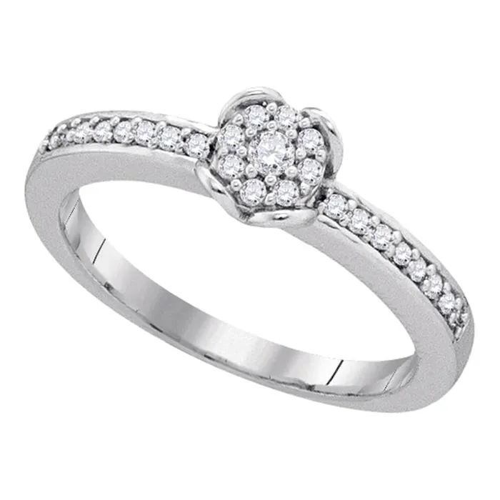 gndatlanta Rings 14k White Gold Round Diamond Cluster Ring 15 Cttw