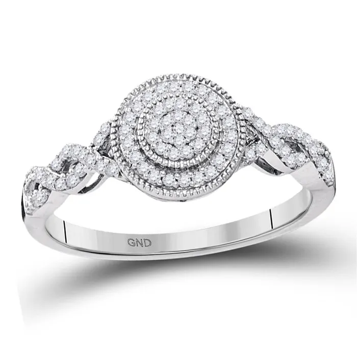 gndatlanta Rings 14k White Gold Round Diamond Concentric Milgrain Circle Cluster Ring 15 Cttw gndatlanta Rings 14k White Gold Round Diamond Concentric Milgrain Circle Cluster Ring 15 Cttw