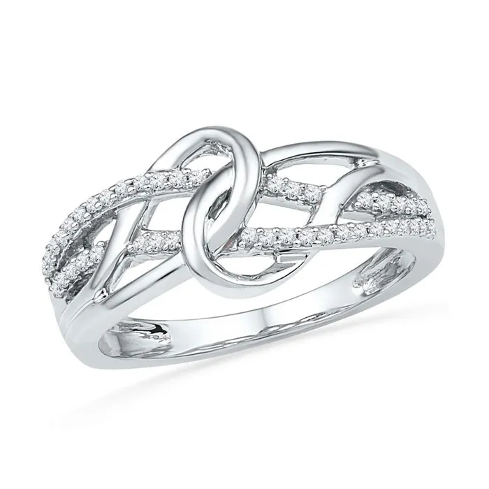gndatlanta Rings 14k White Gold Round Diamond Infinity Loop Knot Lasso Ring 16 Cttw gndatlanta Rings 14k White Gold Round Diamond Infinity Loop Knot Lasso Ring 16 Cttw