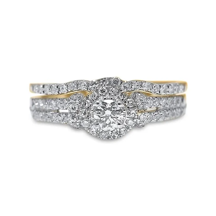 gndatlanta Rings 14k Yellow Gold Round Diamond Bridal Wedding Ring Set 58 Cttw
