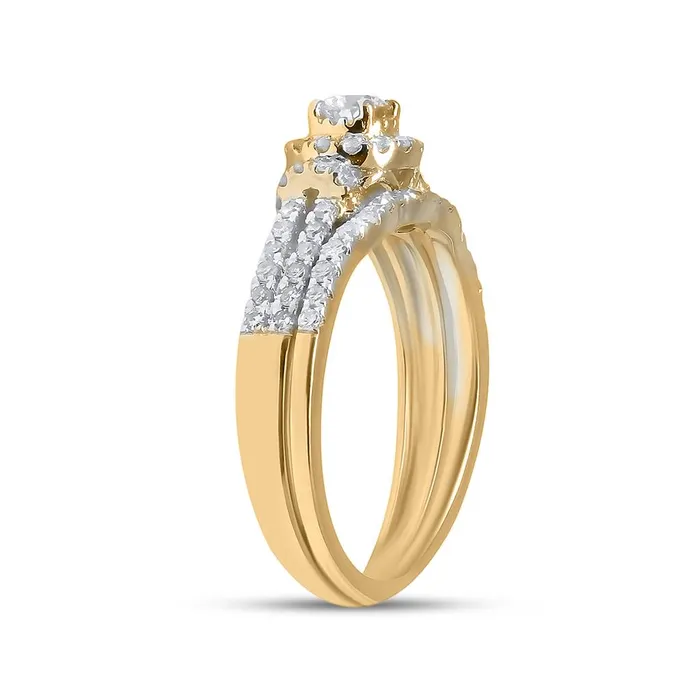gndatlanta Rings 14k Yellow Gold Round Diamond Bridal Wedding Ring Set 58 Cttw