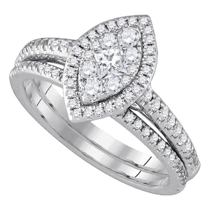 gndatlanta Rings 14kt White Gold Princess Diamond Marquiseshape Bridal Wedding Ring Set 34 Cttw gndatlanta Rings 14kt White Gold Princess Diamond Marquiseshape Bridal Wedding Ring Set 34 Cttw