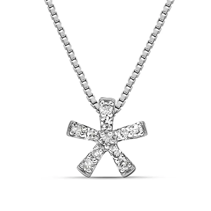 Goldia 005 CT TW Natural Diamond Flower Pendant in Sterling Silver Necklaces Goldia 005 CT TW Natural Diamond Flower Pendant in Sterling Silver Necklaces