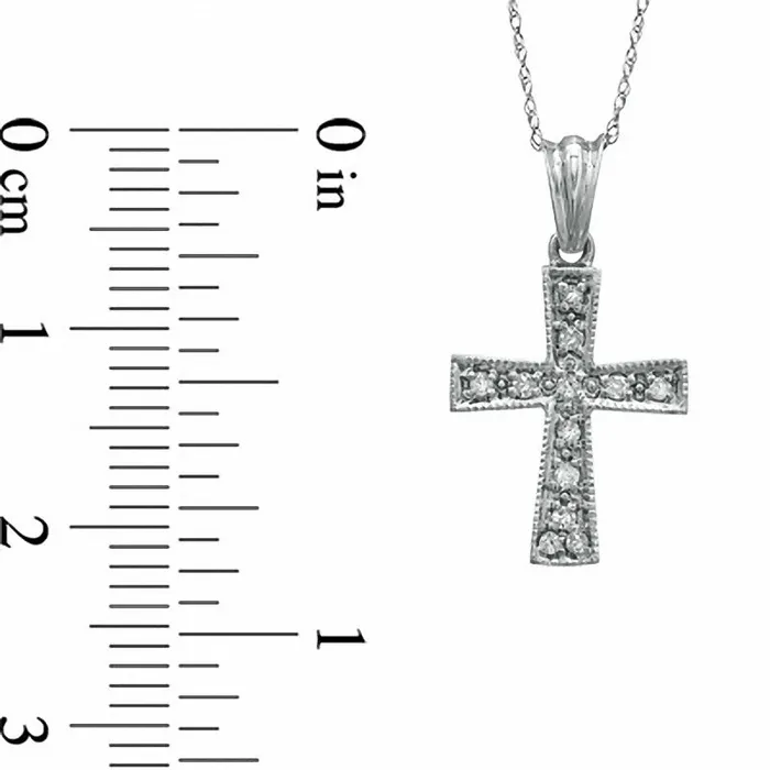 Goldia 01 CT TW Natural Diamond Cross Pendant in 10K White Gold Necklaces Goldia 01 CT TW Natural Diamond Cross Pendant in 10K White Gold Necklaces