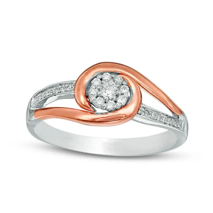 Goldia 017 CT TW Natural Diamond Frame Swirl Bypass Promise Ring in Sterling Silver and Solid 10K Rose Gold Rings Goldia 017 CT TW Natural Diamond Frame Swirl Bypass Promise Ring in Sterling Silver and Solid 10K Rose Gold Rings