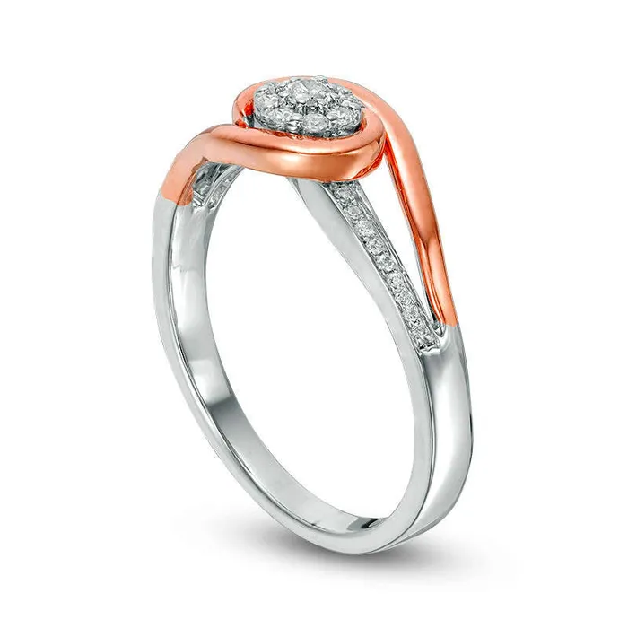 Goldia 017 CT TW Natural Diamond Frame Swirl Bypass Promise Ring in Sterling Silver and Solid 10K Rose Gold Rings Goldia 017 CT TW Natural Diamond Frame Swirl Bypass Promise Ring in Sterling Silver and Solid 10K Rose Gold Rings