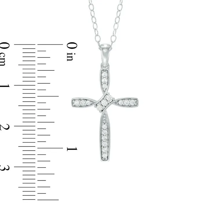 Goldia 02 CT TW Natural Diamond Bypass Cross Pendant in Sterling Silver Necklaces Goldia 02 CT TW Natural Diamond Bypass Cross Pendant in Sterling Silver Necklaces