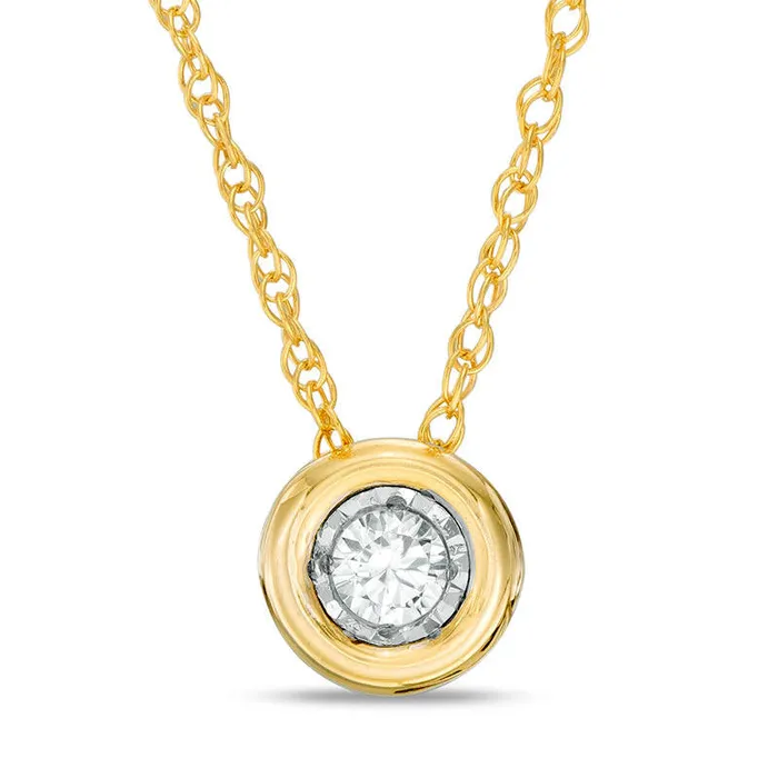Goldia 025 CT Natural Clarity Enhanced Solitaire Pendant in 10K Yellow Gold Necklaces Goldia 025 CT Natural Clarity Enhanced Solitaire Pendant in 10K Yellow Gold Necklaces