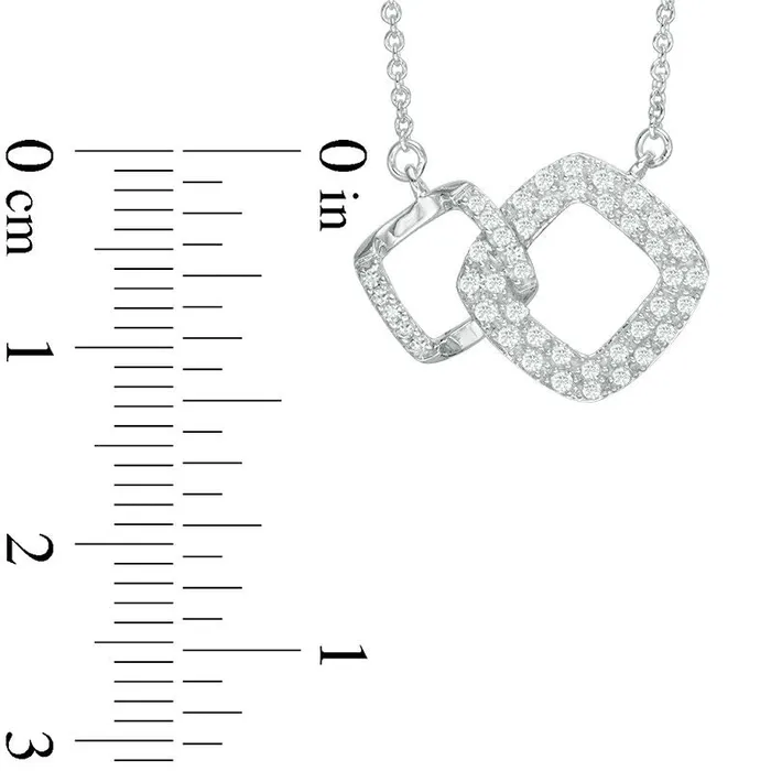 Goldia 025 CT TW Natural Diamond Interlocking Squares Necklace in 14K White Gold Necklaces Goldia 025 CT TW Natural Diamond Interlocking Squares Necklace in 14K White Gold Necklaces