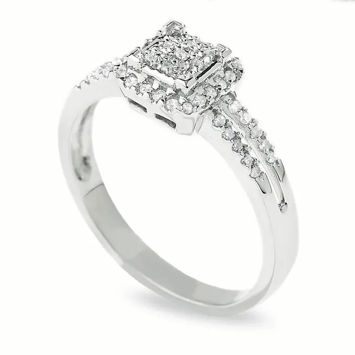 Goldia 025 CT TW Natural Diamond Split Shank Ring in Solid 10K White Gold Rings Goldia 025 CT TW Natural Diamond Split Shank Ring in Solid 10K White Gold Rings