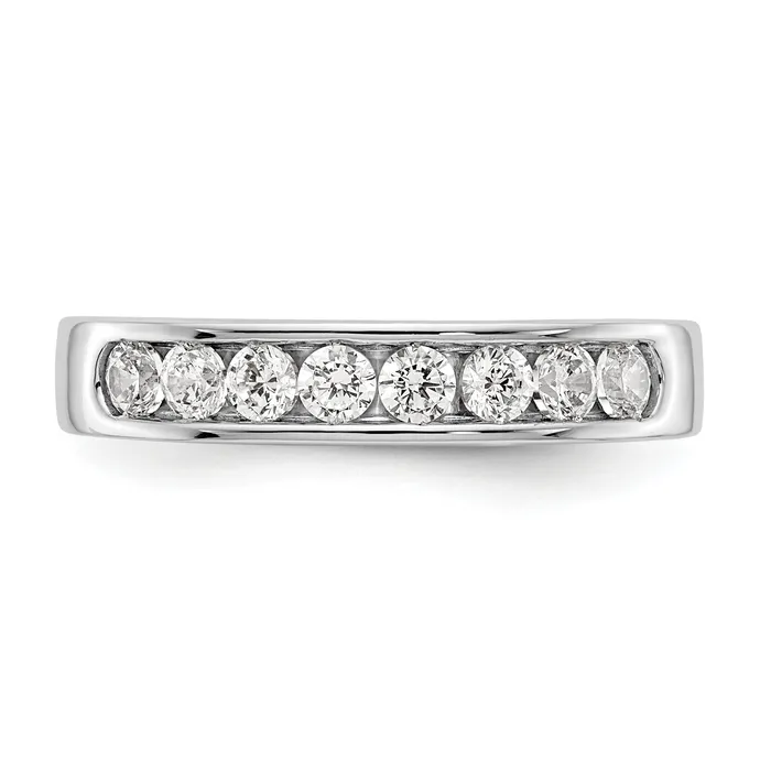 Goldia 047ct CZ Solid Real 14K White Gold 825mm Stone Channel Wedding Band Ring Rings
