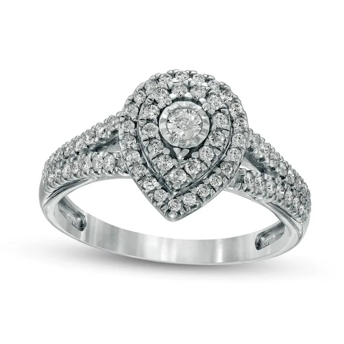 Goldia 050 CT TW Natural Diamond Double PearShaped Frame Engagement Ring in Solid 10K White Gold Rings Goldia 050 CT TW Natural Diamond Double PearShaped Frame Engagement Ring in Solid 10K White Gold Rings