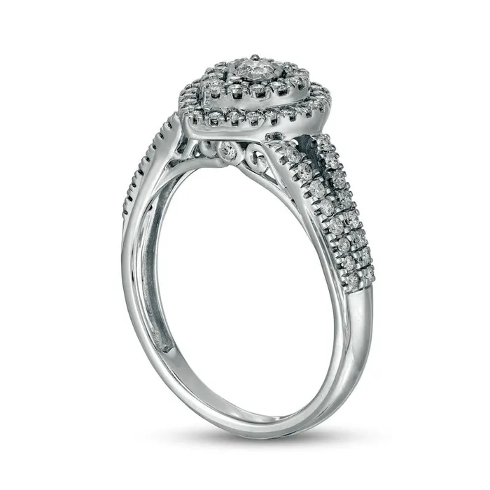 Goldia 050 CT TW Natural Diamond Double PearShaped Frame Engagement Ring in Solid 10K White Gold Rings Goldia 050 CT TW Natural Diamond Double PearShaped Frame Engagement Ring in Solid 10K White Gold Rings