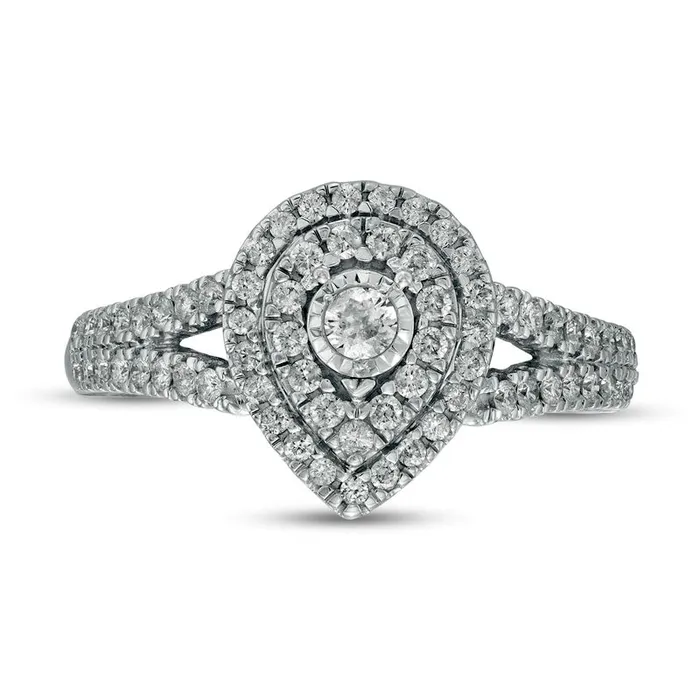 Goldia 050 CT TW Natural Diamond Double PearShaped Frame Engagement Ring in Solid 10K White Gold Rings Goldia 050 CT TW Natural Diamond Double PearShaped Frame Engagement Ring in Solid 10K White Gold Rings