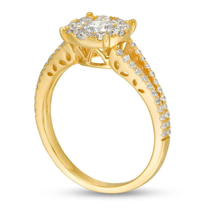 Goldia 10 CT TW Natural Diamond Frame Split Shank Engagement Ring in Solid 14K Gold Rings Goldia 10 CT TW Natural Diamond Frame Split Shank Engagement Ring in Solid 14K Gold Rings