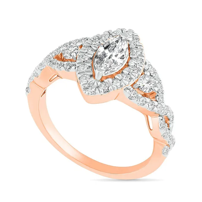 Goldia 15 CT TW Marquise Natural Diamond Frame Antique VintageStyle Bridal Engagement Ring Set in Solid 10K Rose Gold Rings Goldia 15 CT TW Marquise Natural Diamond Frame Antique VintageStyle Bridal Engagement Ring Set in Solid 10K Rose Gold Rings