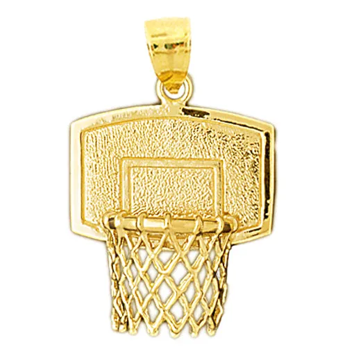 Goldia 14K Gold 36MM Basketball Backboard Net Pendant PreStyled Sets
