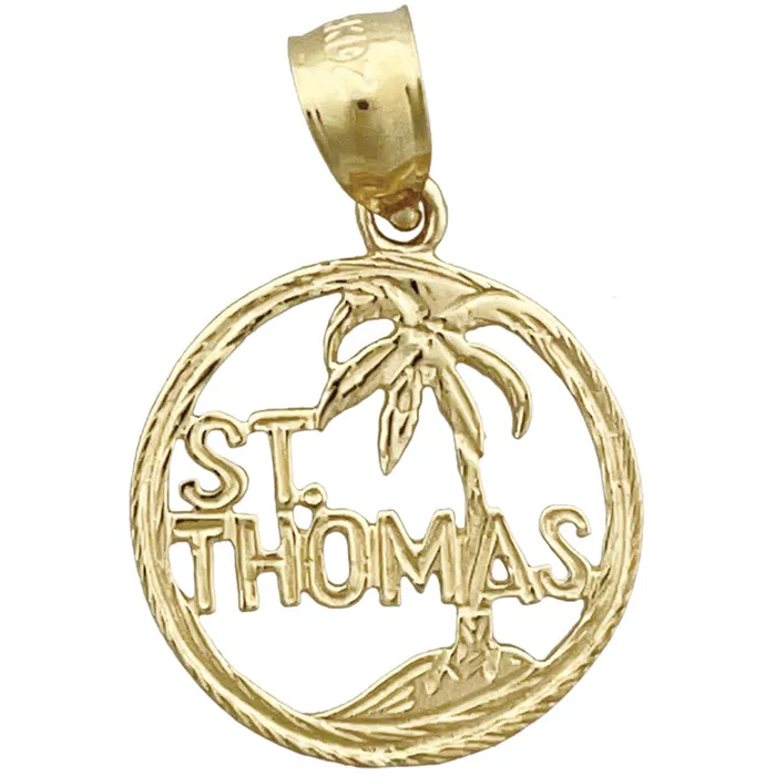 Goldia 14K Gold Saint Thomas in Circle Charm Charm Necklaces