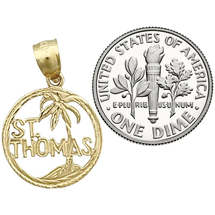 Goldia 14K Gold Saint Thomas in Circle Charm Charm Necklaces