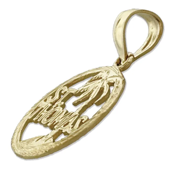 Goldia 14K Gold Saint Thomas in Circle Charm Charm Necklaces