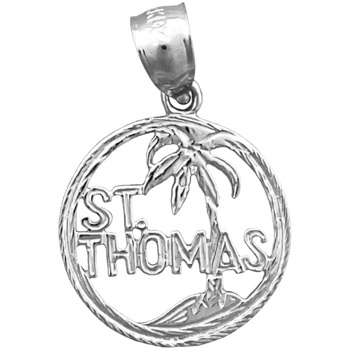 Goldia 14K Gold Saint Thomas in Circle Charm Charm Necklaces