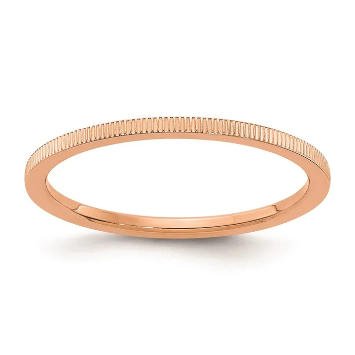 Goldia 14K Rose Gold 12mm Line Pattern Stackable Band Rings