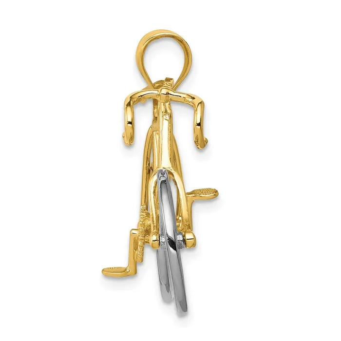 Goldia 14k Twotone Gold Large Twotone Gold 3D Bicycle Pendant Rings